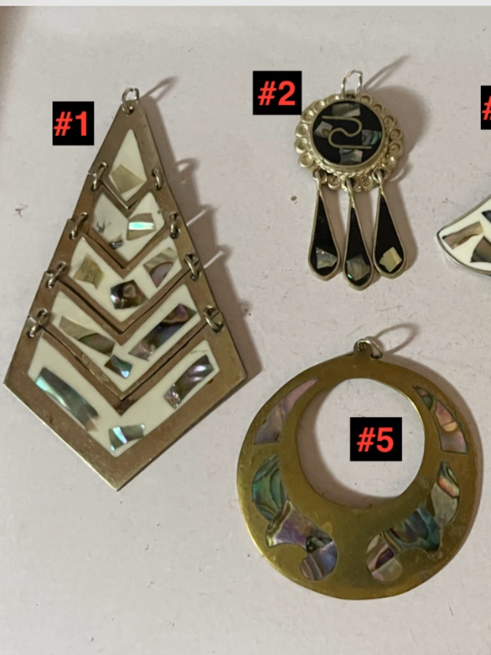 Vintage Alpaca Mexico Pendants - See images for associated number